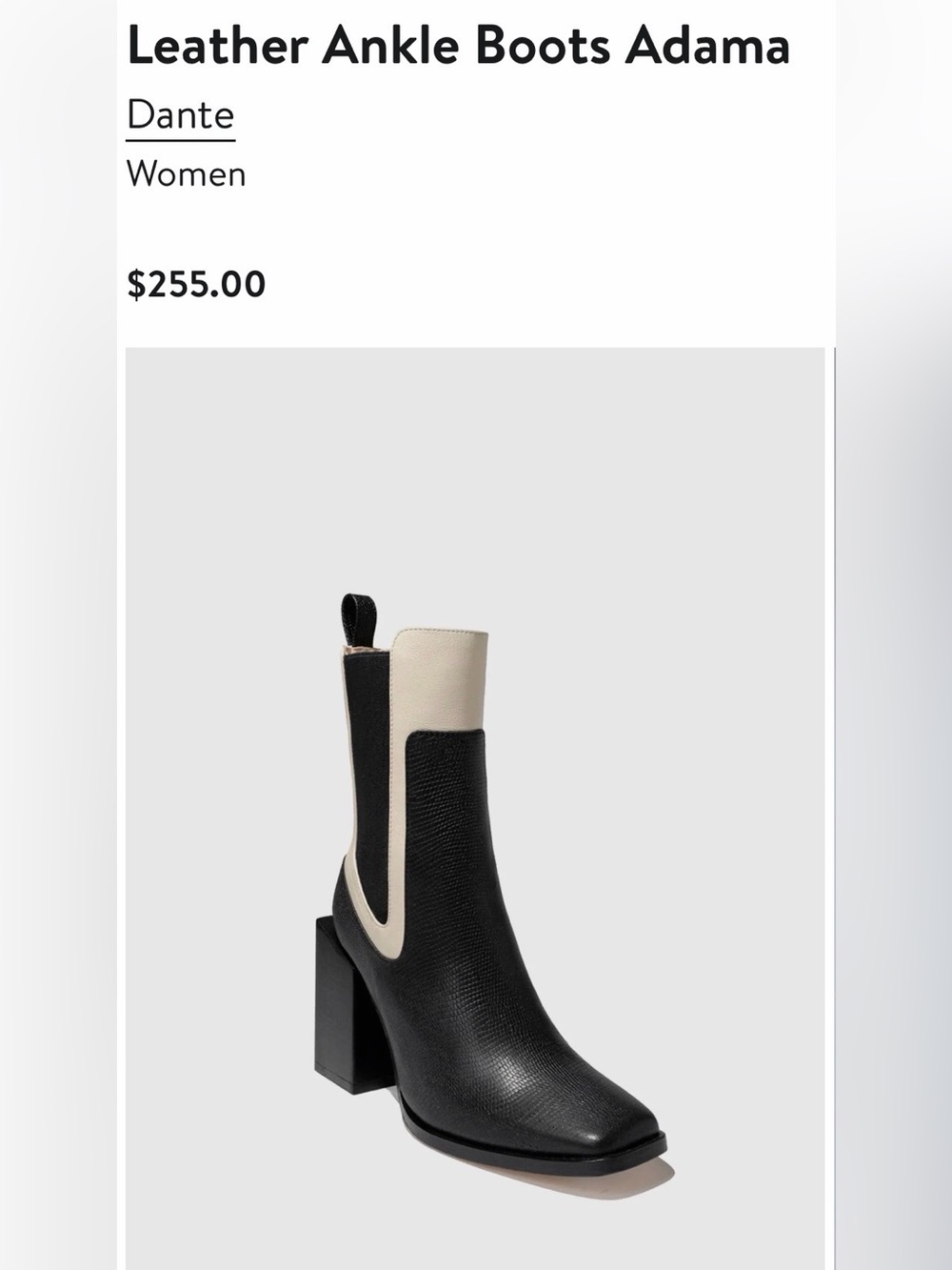 DANTE Women’s Black and Cream Block Heel Ankle Boots US8 Made in Mexico